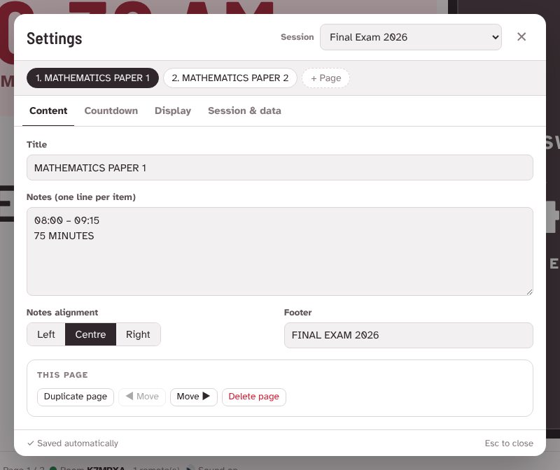 Settings window on the Content tab