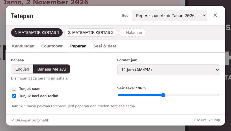 Tab Paparan dalam tetingkap Tetapan